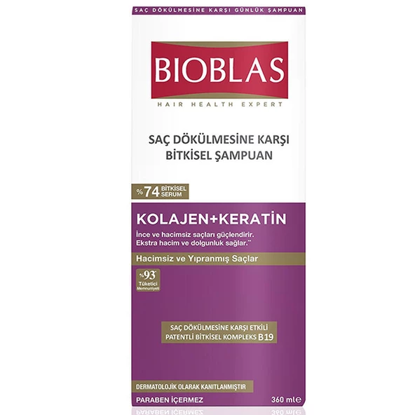 Bioblas Kolajen + Keratin Saç Dökülmesine Karşı Şampuan 360 ml ürün görseli 1