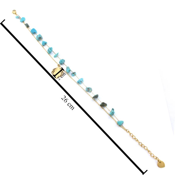 Doğal Taşlı Yaprak Model Halhal HAL-184 - Resim 3