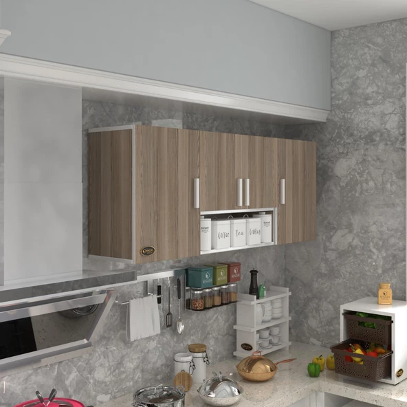 Kenzlife hazır mutfak floro32 crd 060*150*32 mutfak banyo dolabı kapaklı raflı ürün görseli 1