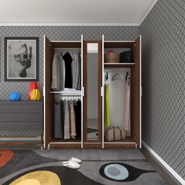 Kenzlife gardırop 5 kapaklı kapılı 150 lilyum cvz aynalı gardolap dolap ürün görseli 1