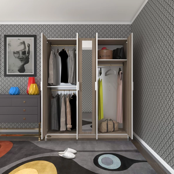 Kenzlife gardırop 5 kapaklı kapılı 150 lilyum crd aynalı gardolap dolap ürün görseli 1