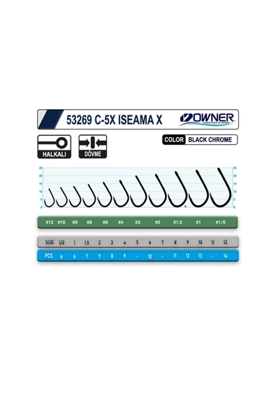 Owner 53269 C-5x iseama X Black Chrome Sazan İğnesi ürün görseli 1