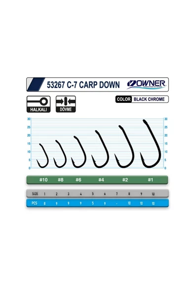 Owner 53267 C-7 Carp Down Black Chrome Sazan İğnesi - Resim 3