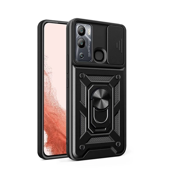 İnfinix Hot 20i Uyumlu Kılıf Magnetik Standlı Kamera Korumalı Sürgülü Vega Kapak ürün görseli 1