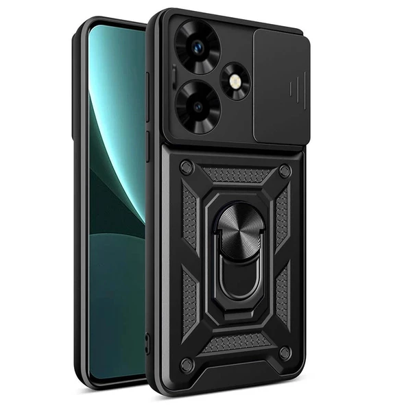 İnfinix Hot 30 Uyumlu Kılıf Magnetik Standlı Kamera Korumalı Sürgülü Vega Kapak ürün görseli 1