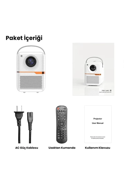 MULTİBOX T6 Promax Android 4 GB Ram 64 GB Hafıza Projektör Wifi Bluetooth 240 Inç Ekran Yansıtma ürün görseli 1
