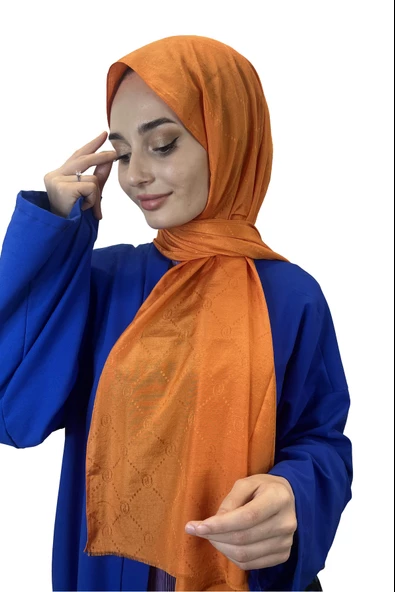 Piramit Monogram Şal, Özel Desenli Elegant Şal 01008  ORANGE ürün görseli 1