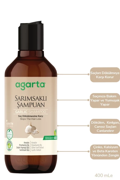 Agarta Doğal Sarımsaklı Saç Dökülmesine Karşı Şampuan 400 ml ürün görseli 1
