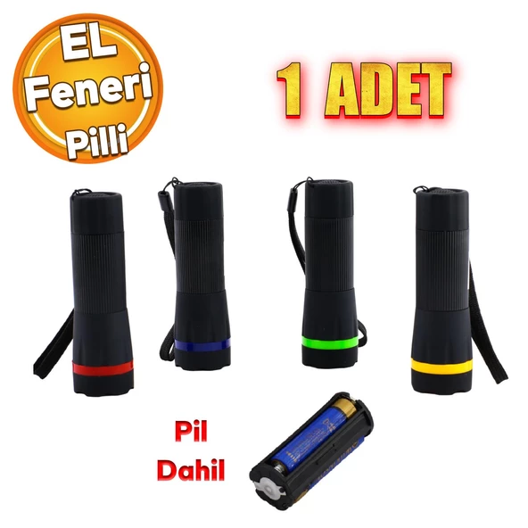 Pil Hediyeli Portatif Pilli Küçük El Feneri Kamp Lambası Işıldak Zoomlu Fener Lambası 1 Adet ürün görseli 1