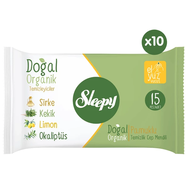 Sleepy Doğal Organik Pamuklu Cep Mendili 150 Yaprak (10X15) ürün görseli 1