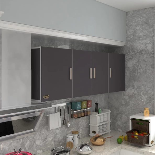 Kenzlife hazır mutfak silvanus gri 060*180*32 mutfak banyo dolabı kapaklı raflı ürün görseli 1