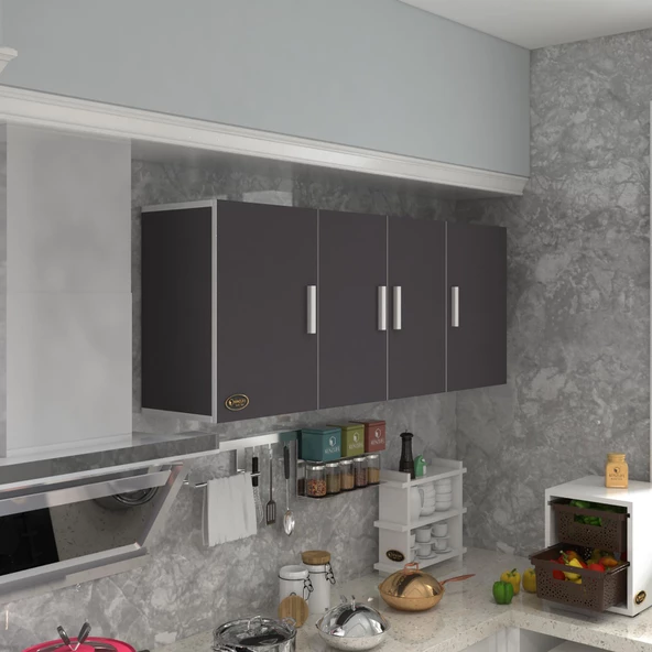 Kenzlife hazır mutfak marina gri 060*150*32 mutfak banyo dolabı kapaklı raflı ürün görseli 1