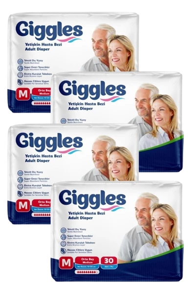 Giggles Belbantlı Yetişkin Hasta Bezi Orta Boy M Beden 30 Lu X 4 Adet ürün görseli 1