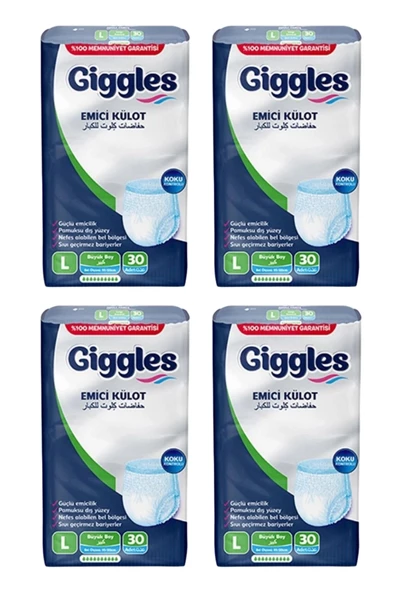 Giggles Külotlu Yetişkin Hasta Bezi Büyük Boy L Beden 30 Lu X 4 Adet ürün görseli 1