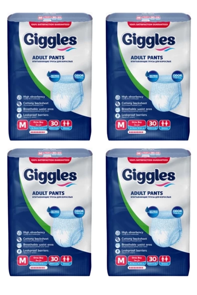 Giggles Külotlu Yetişkin Hasta Bezi Orta Boy M Beden 30 Lu X 4 Adet ürün görseli 1