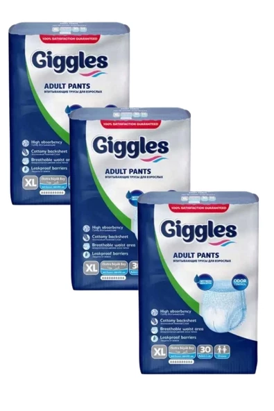 Giggles Külotlu Yetişkin Hasta Bezi Ekstra Büyük Boy XL Beden 30 Lu x 3 Adet ürün görseli 1