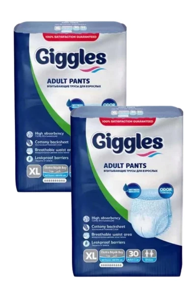 Giggles Külotlu Yetişkin Hasta Bezi Ekstra Büyük Boy XL Beden 30 Lu x 2 Adet ürün görseli 1