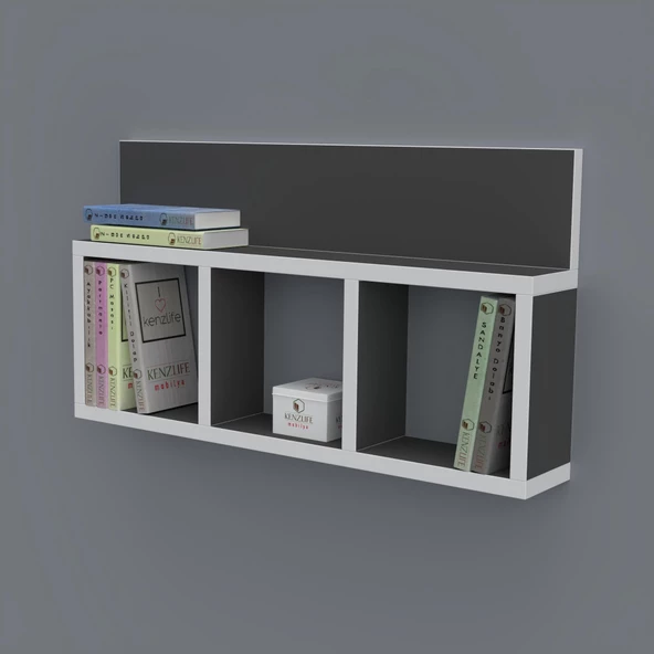 Kenzlife kitaplık hayal 030*060*20 gri duvar rafı ürün görseli 1