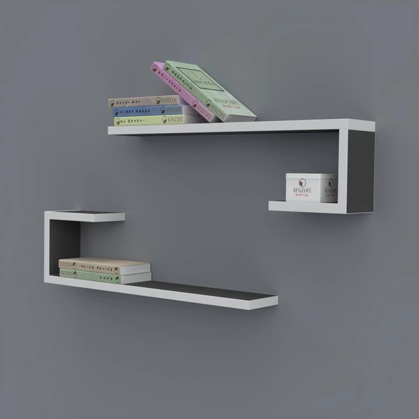 Kenzlife kitaplık kayra 015*060*20*2 gri duvar rafı ürün görseli 1