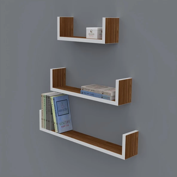 Kenzlife kitaplık müjgan 012*060-045-030*20 cvz duvar rafı ürün görseli 1