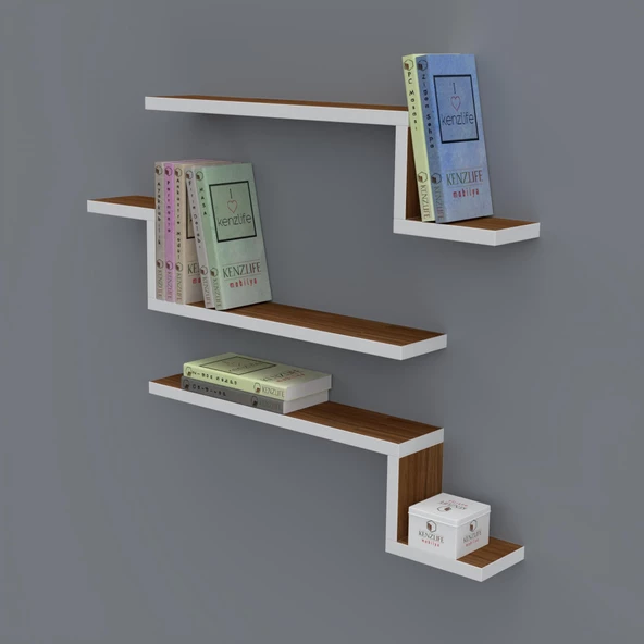Kenzlife kitaplık mediha 015*060*20*3 cvz duvar rafı ürün görseli 1