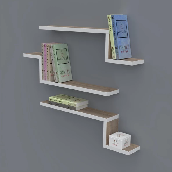 Kenzlife kitaplık mediha 015*060*20*3 crd duvar rafı ürün görseli 1