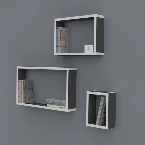 Kenzlife kitaplık neslişah 030*060*20*3 gri duvar rafı ürün görseli 1