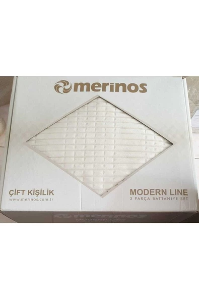 Modern Lıne 3 Parça Battaniye Seti Kemik - Resim 2
