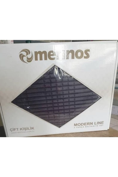 Modern Line 3 Parça Battaniye Seti Koyu Gri - Resim 3