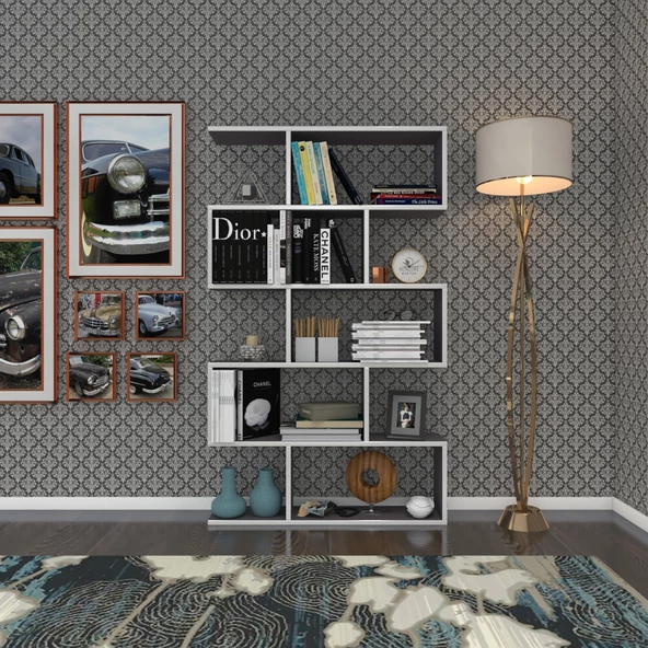 Kenzlife kitaplık firuze 150*090*20 gri duvar rafı ürün görseli 1