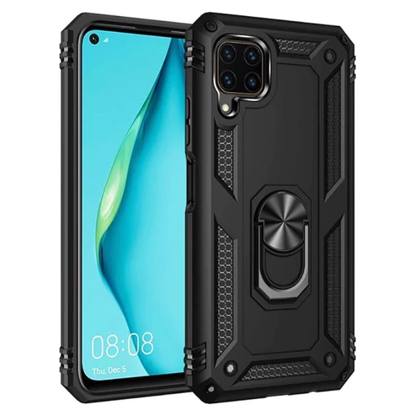 Huawei P40 Lite Yüzüklü Standlı Manyetikli Hybrid Zırh Kılıf ürün görseli 1