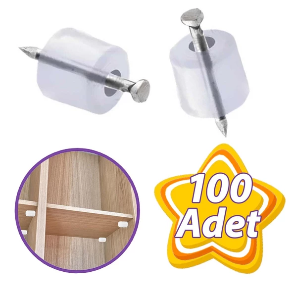 Çivili Raf Pimi Duvar Dolap Mobilya Pimi Sert Plastik Raf Tutucu ŞefFaf 100 Adet Tekli (1 PAKET) ürün görseli 1
