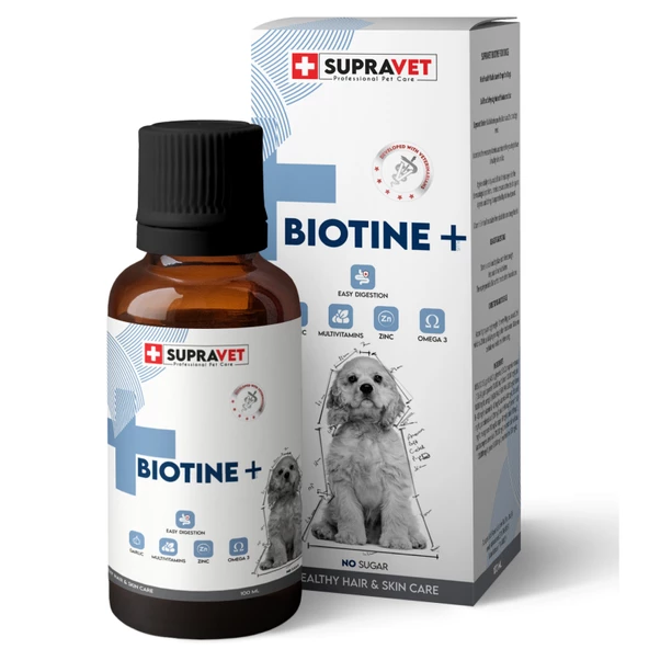 Supravet Biotine Köpekler için Tüy Sağlığı Multi Vitamin Damlası 100 ML ürün görseli 1