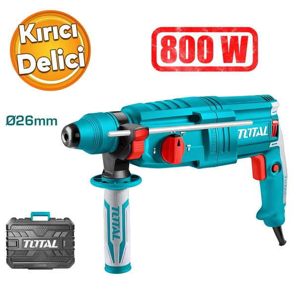 Total Kırıcı Delici Darbeli Matkap 800 W TH308268 Metal Beton Ahşap Elektropnömatik Delme Hilti ürün görseli 1