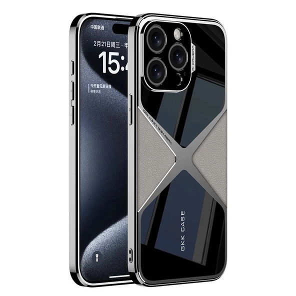 iPhone 15 Pro Max Uyumlu Kılıf Ultra İnce Kamera Korumalı PC + Deri Arka Yüzey X-Pro Kapak ürün görseli 1