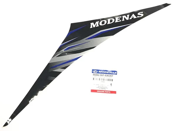 MODENAS GT135 İÇ DİZLİK ETİKETİ MAVİ SOL ORJİNAL ürün görseli 1