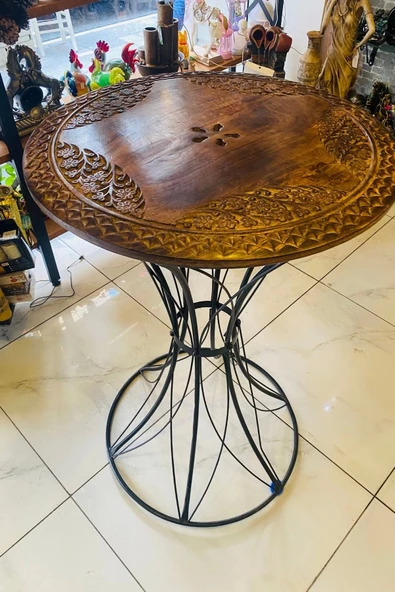 Masa Ferforje El İşi Ahşap Masa Bar Masası ürün görseli 1