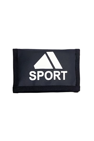Bez Cüzdan Cırt Cırtlı Kapak Fermuarlı Para Bölme İnterpeks Kumaş Sport Baskılı SİYAH ürün görseli 1