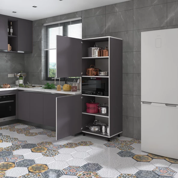 Kenzlife fırın dolabı fadime gri 185*66*45 mutfak banyo kiler ofis ürün görseli 1