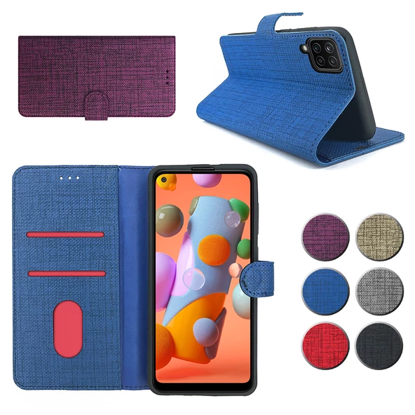 Huawei P40 Lite Kılıf FitCase Fabric Kapaklı Cüzdanlı ürün görseli 1