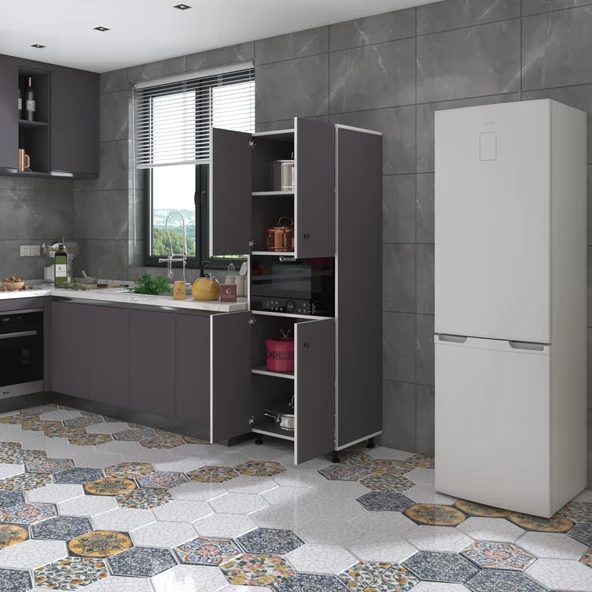 Kenzlife fırın dolabı bedriye gri 185*66*45 mutfak banyo kiler ofis ürün görseli 1