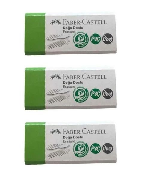 Faber Castell Doğa Dostu Küçük Silgi Dust Free PVC Free 3 lü 187354 ürün görseli 1