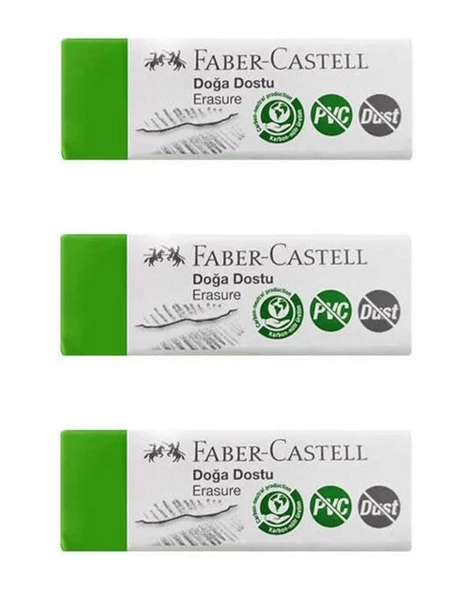 Faber Castell Doğa Dostu Büyük Silgi Dust Free PVC Free 3 lü 187254 ürün görseli 1
