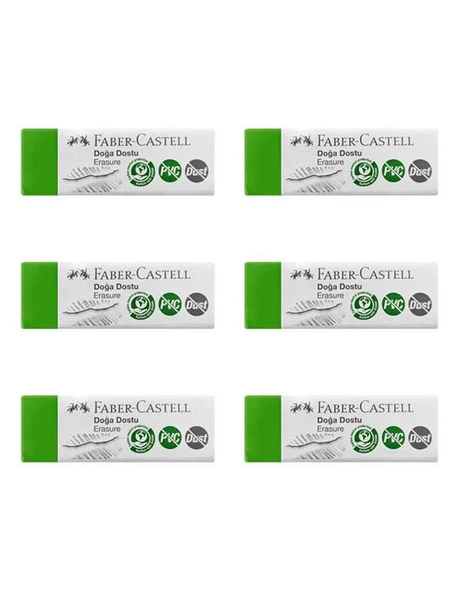 Faber Castell Doğa Dostu Büyük Silgi Dust Free PVC Free 6 lı 187254 ürün görseli 1
