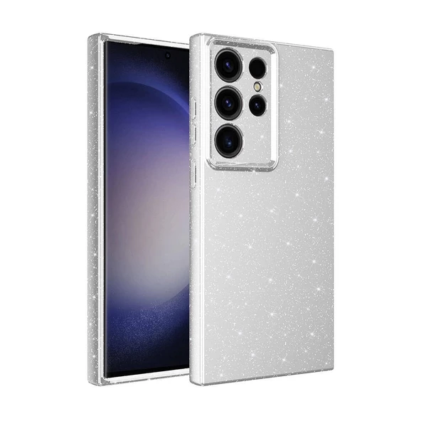 Samsung S24 Ultra Uyumlu Kılıf Kamera Korumalı Simli Lüks Koton Kapak ürün görseli 1