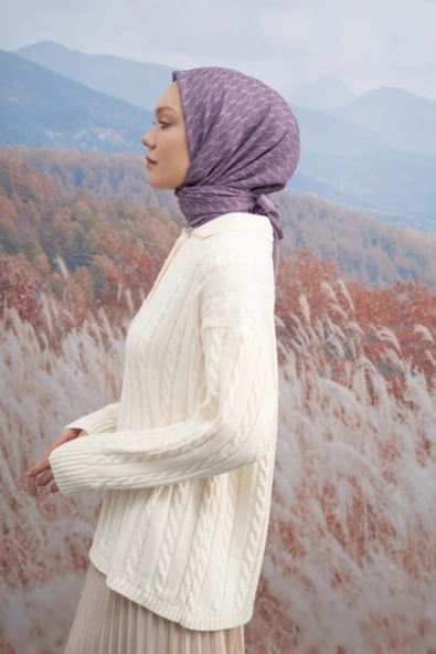 95 X 95 COTTON MONOGRAM DESEN EŞARP - AR 3099 03045 ürün görseli 1