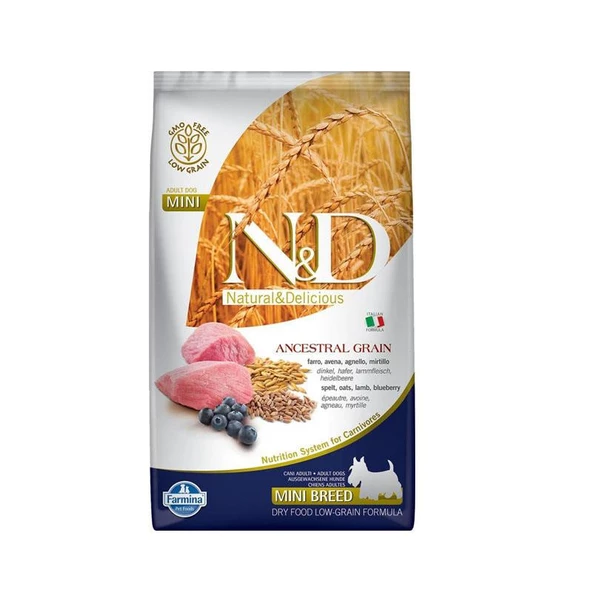 N&D Düşük Tahıllı Kuzu Etli ve Yaban Mersinli Küçük Irk Yetişkin Köpek Maması 2,5 Kg ürün görseli 1