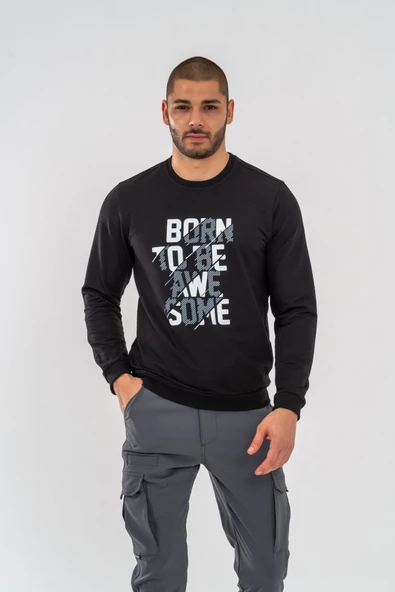 SWEATSHIRT BASIC - 902 - SİYAH - Resim 6