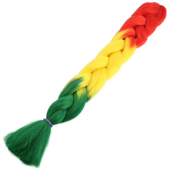 Afrika Örgüsü Ve Rasta İçin Sentetik Ombreli Saç - Turuncu / Sarı / Yeşil 3-9-PM-14X ürün görseli 1