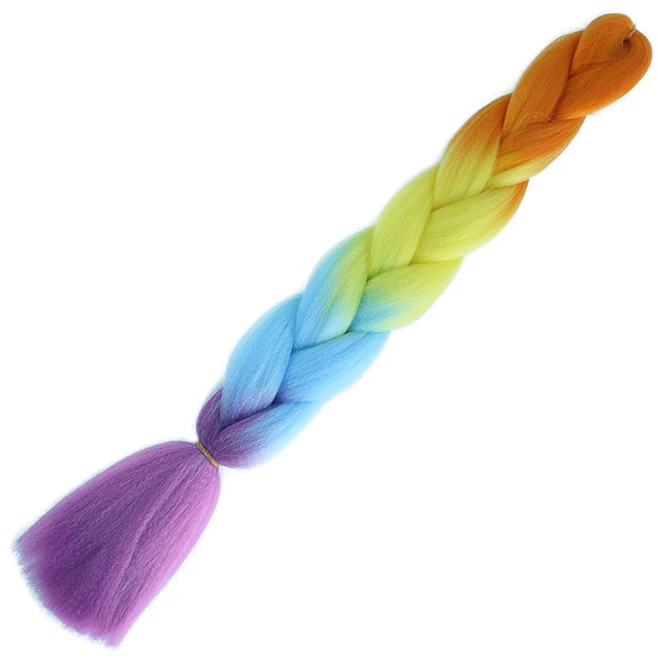 Afrika Örgülük Ombreli Sentetik Saç 100 Gr. - Turuncu / Sarı / Açık Mavi / Mor 100-PM22-PM-14X ürün görseli 1